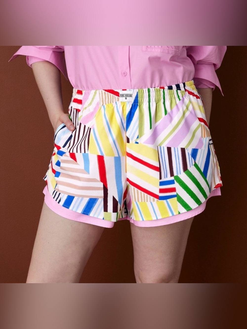 NWT Women's Rosie Assoulin x Target Mid-Rise Poplin Madras Pull-On Shorts XXL